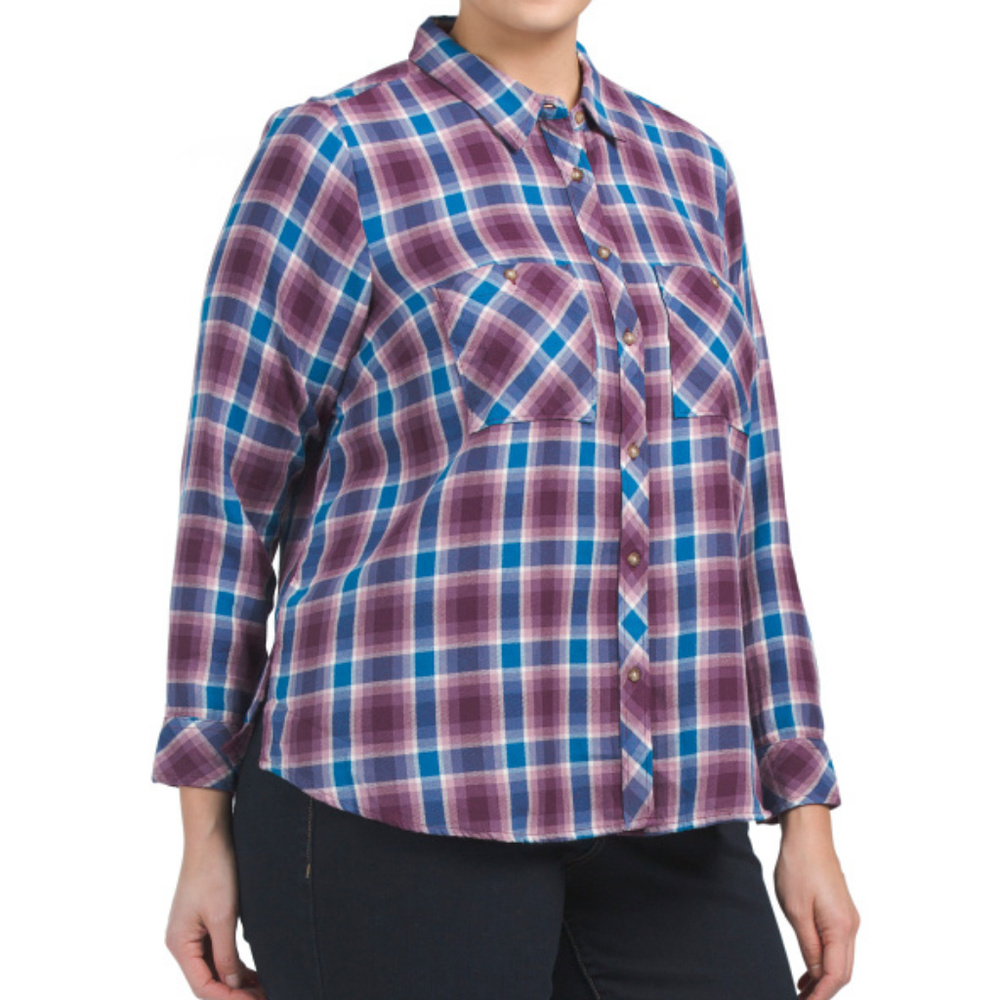 NWT Lucky Brand Plaid button down top 1X